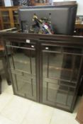 A Victorian mahogany glazed bookcase top