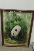An oil on canvas of a panda signed Kent Choy