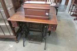 A treadle sewing machine