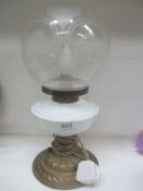 An electric lamp with acid etched shade