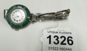 A ladies silver and enamel wrist watch