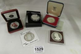 5 silver collector's coins inc Crowns and Dollars