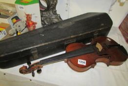 An old violin in case, a/f