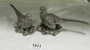 A pair of silver filled pheasants