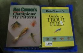 A quantity of books on trout flies, fly tieing etc.,
