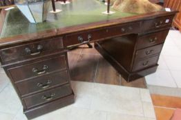 A large double pedestal desk