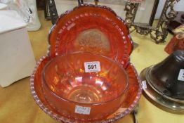 4 Carnival glass bowls