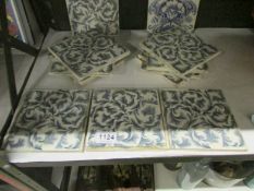 15 blue and white ceramic wall tiles