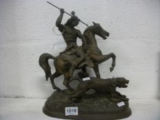 An unusual spelter 'Mongolian Hunter' figure (1 leg a/f)