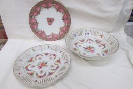 A Noritake cabinet plate and 2 others