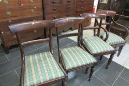 A rosewood carver and 3 dining chairs