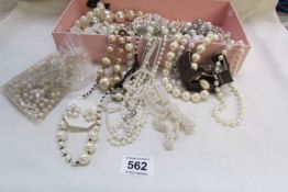 A quantity of pearl costume jewellery