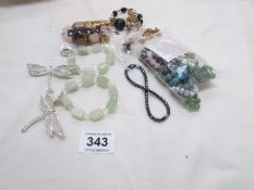 A mixed lot of costume jewellery inc semi precious stones