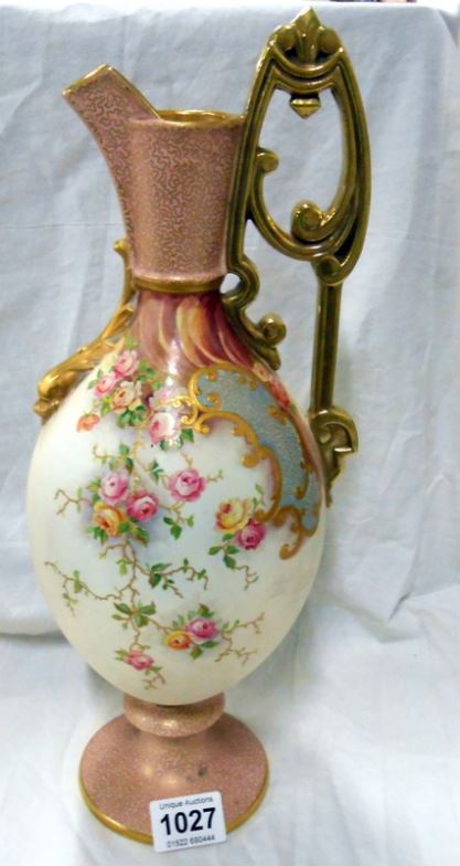 An Old Hall floral decorated ewer