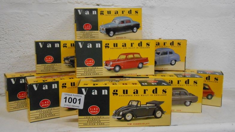 10 boxed Vanguard's model cars