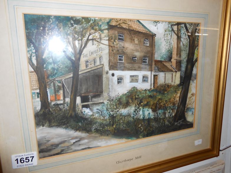 A framed watercolour 'The Empire Mills' signed John Brookes Aug' 75