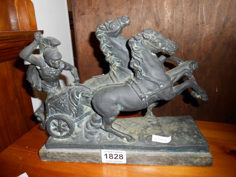 A bronze Roman chariot