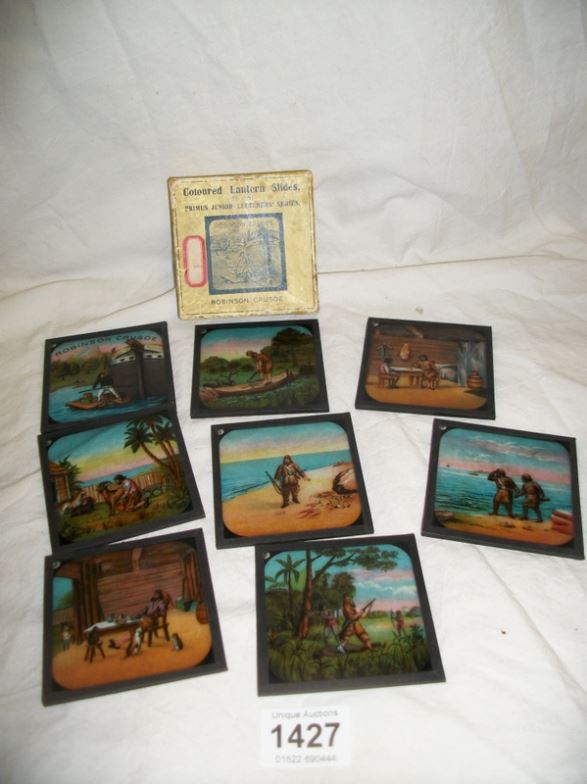 A complete set of Robinson Crusoe coloured lantern slides