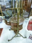 An arts & crafts copper kettle on stand by Gerbruder Bing, Germany