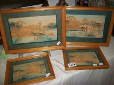 3 framed and glazed cork pictures