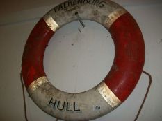 A ship's life belt, 'Falkenborg, Hull'