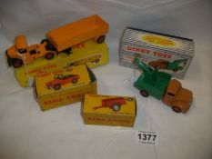 A Dinky 409 Bedford, a 436 Breakdown truck and 340 & 341 Landrover and trailer, all boxed