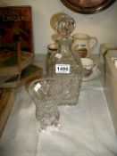 A Crystal decanter and a crystal vase