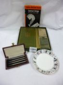 A set of silver bridge pencils, bridge set, book etc