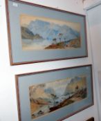 A pair of watercolours 'River Gorge' scenes