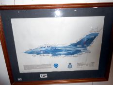 A framed print of a Tornado bearing crew signatures