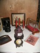 A mixed lot including glass ship, paperweight etc