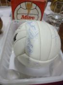 A signed Mitre football (Kevin Keegan, Eric Morcambe, Henry Cooper etc