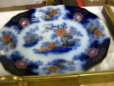 A Large Victorian flo blue meat platter