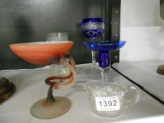 3 items of coloured glass and 2 others