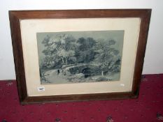 An oak framed pencil and chalk drawing signed E Hewbald 1876