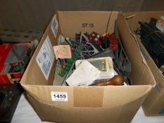 A large quantity of model railway transformers and 4 boxes of track etc
