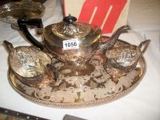A 3 piece silver plated tea set of Viner's tra