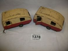 2 Triang Minic tin plate caravans
