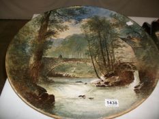 A large Copeland hand painted plaque, Dolgelly N Wales, 22" diameter