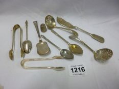 A silver thimble and mixed lot of plated items inc Mappin & Webb