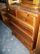 A pine 2 over 3 chest of drawers