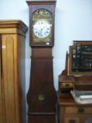 A French brass faced long case clock a/f