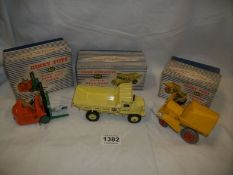 3 boxed dinky models, 962,965,401, Dumper Truck, euclid truck and fork lift truck