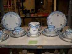 26 pieces of Victorian blue and white teaware