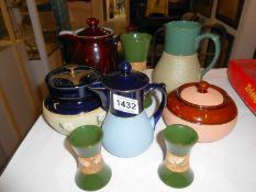 A mixed lot of Denby vases etc