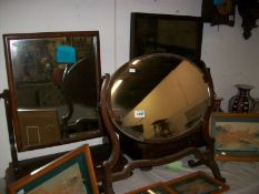 3 Victorian Mahogany toilet mirrors