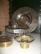 A large brass plaque and 4 other items