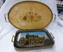 An inlaid gallery tray and a picture tray