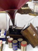 A Thomas Edison phonograph with 4 cylinders, working.