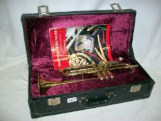 A Lefluer trumpet in case